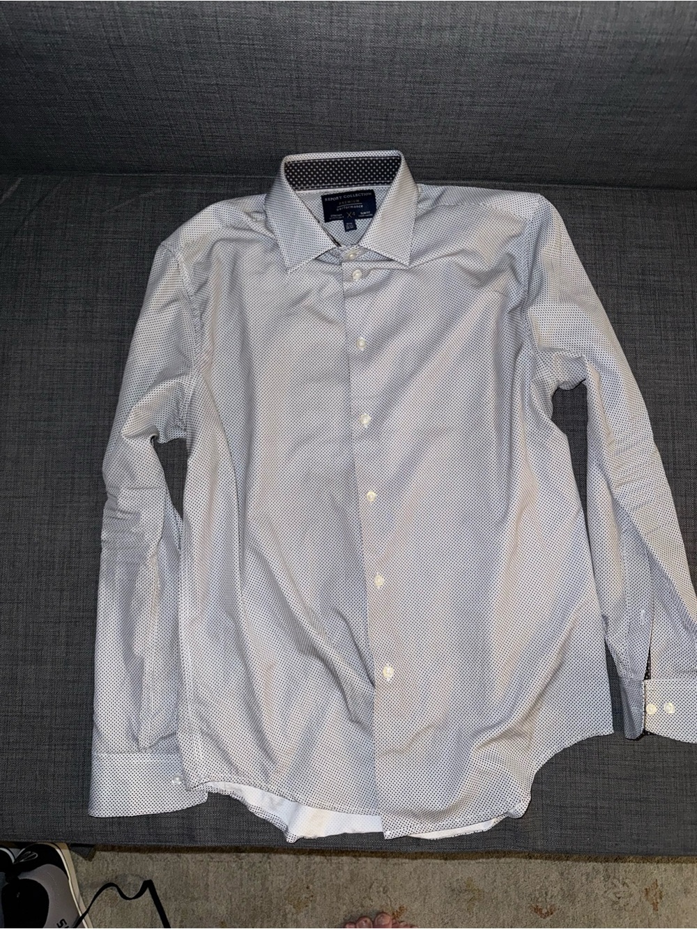 Report Collection Men’s Light gray with navy blue Micro-Pattern Dress Shirt